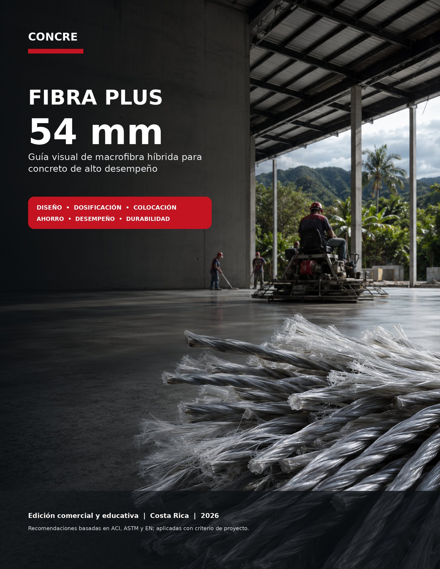 Guía de aplicación de Fibra Plus 54 mm, macrofibra estructural para concreto — Concreequipos Costa Rica